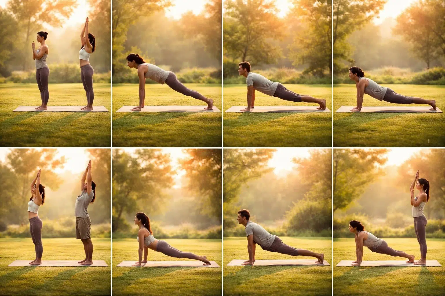 découvrez en détail les 12 postures du surya namaskar, expliquées pas à pas pour les débutants souhaitant pratiquer cette salutation au soleil efficacement et en toute sécurité.